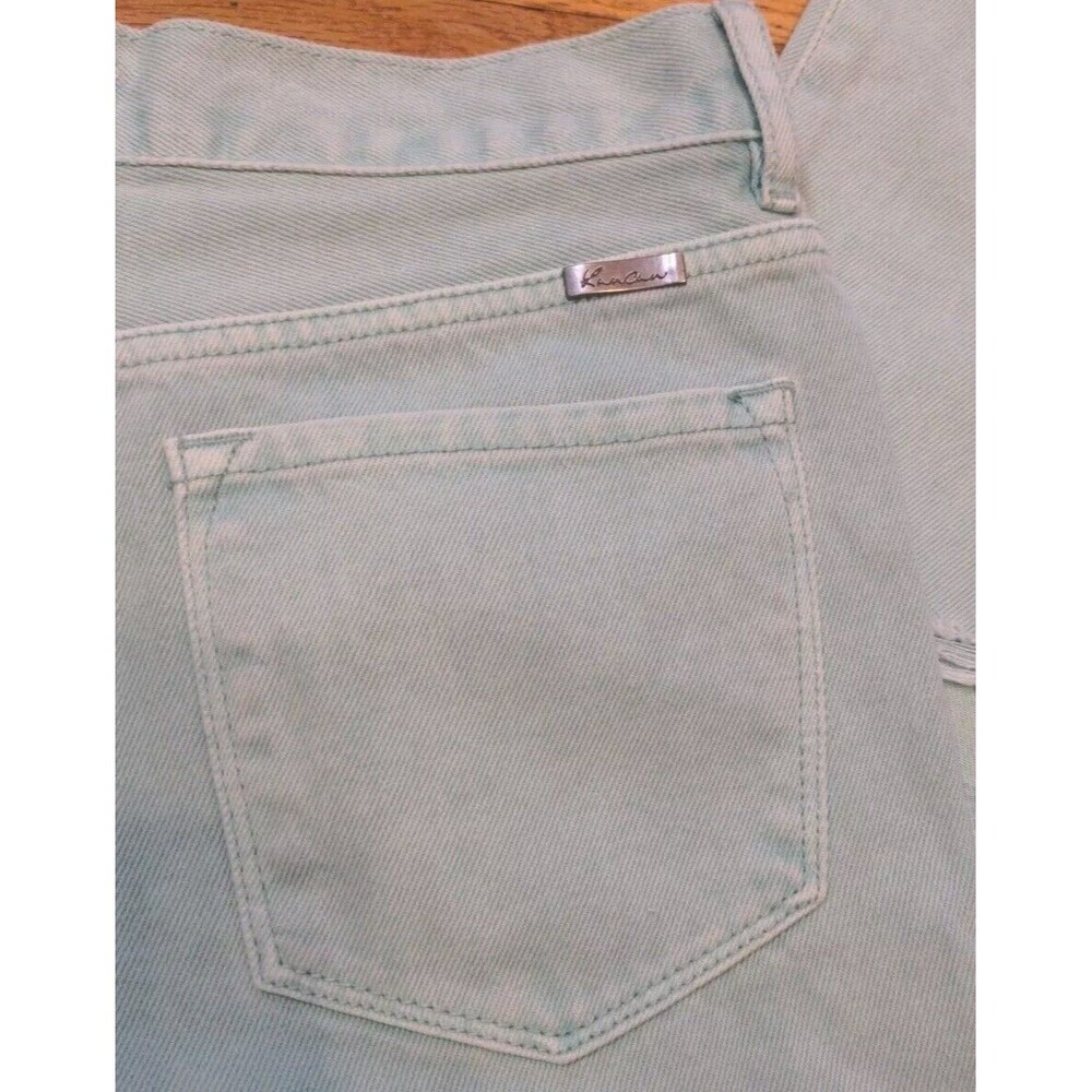 New KanCan Amelia Distressed High Rise Mom Fit Jeans Denim Womens Sz 03/25 Teal - Picture 11 of 12